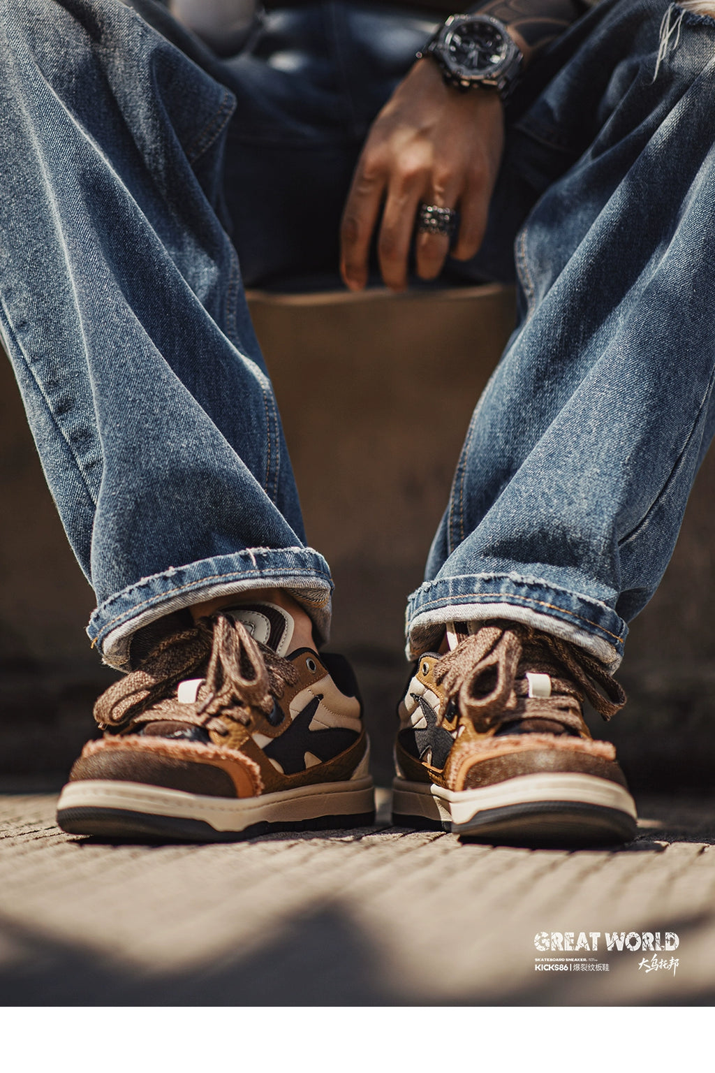 Maden Casual Soft-soled Retro Deconstruction Board Shoes