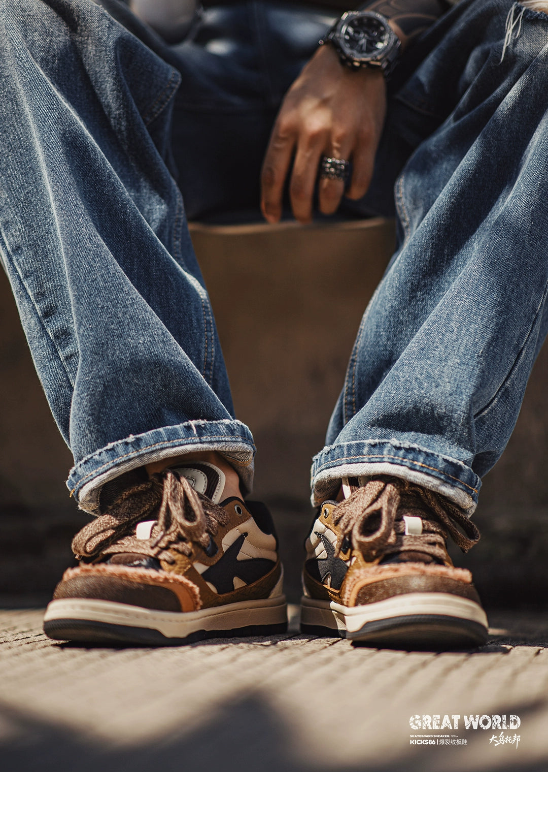 Maden Casual Soft-soled Retro Deconstruction Board Shoes