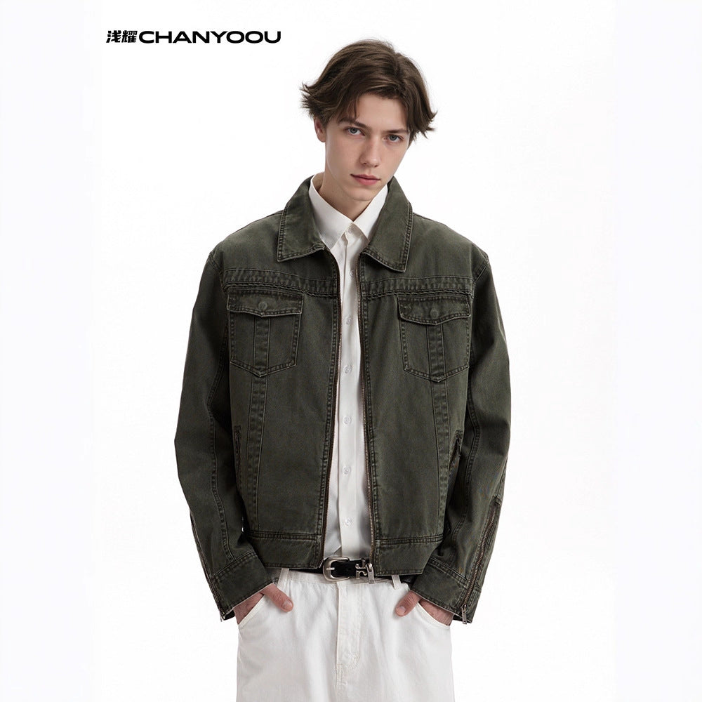 CHANYOOU Retro Old Deconstructed Denim Jacket