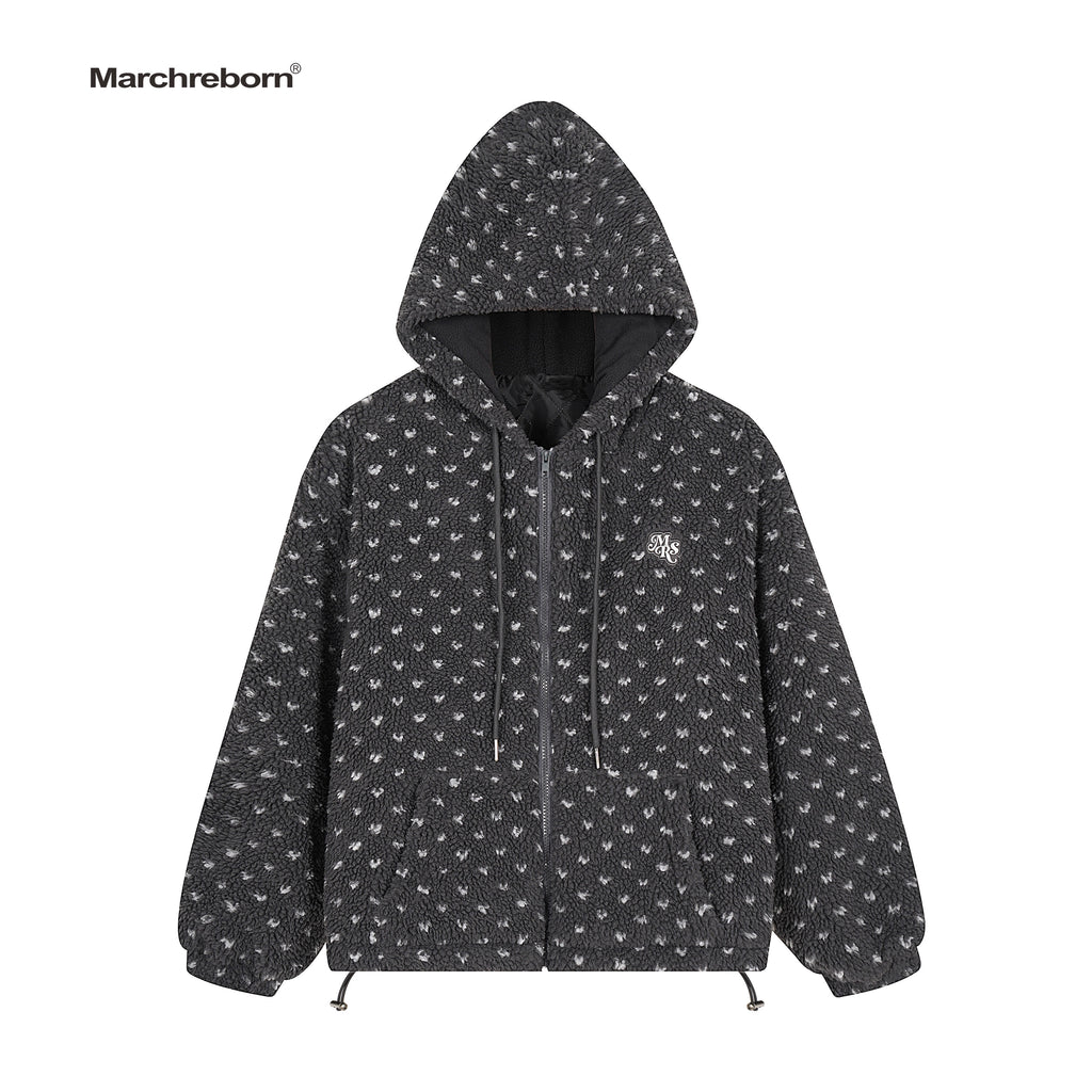 Mershier Vintage Lamb Faux Polka Dot Hooded Padded Jacket