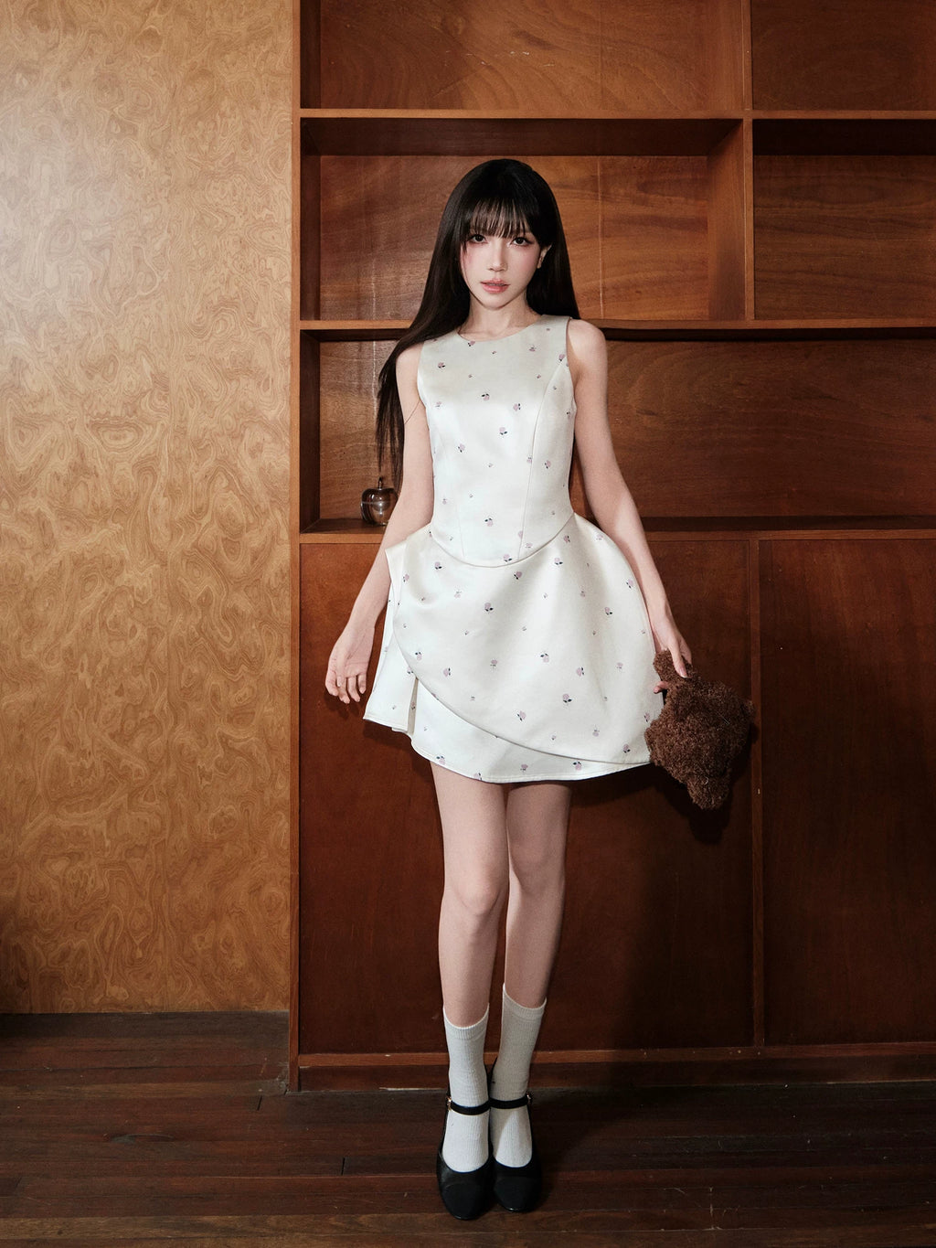 Avenement Irregular Floral Slim Dress