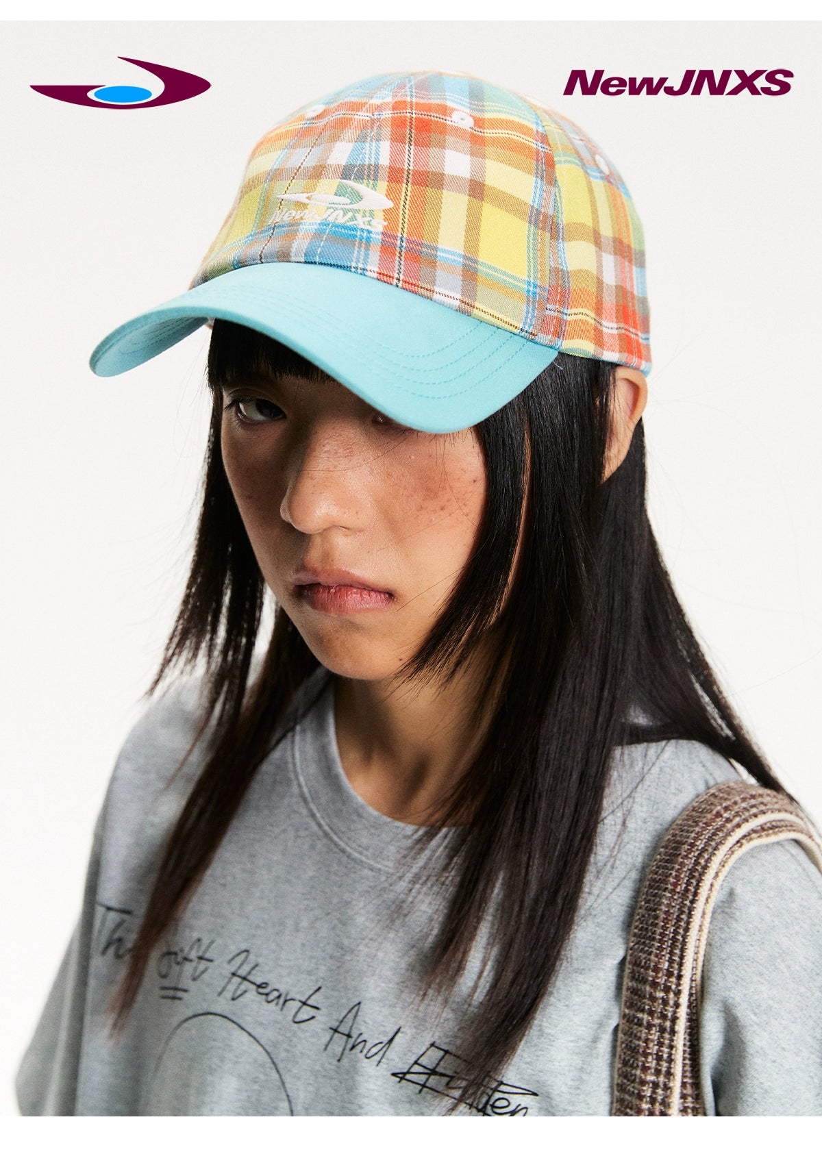 NewJNXS Retro Plaid Color Matching Logo Baseball Cap