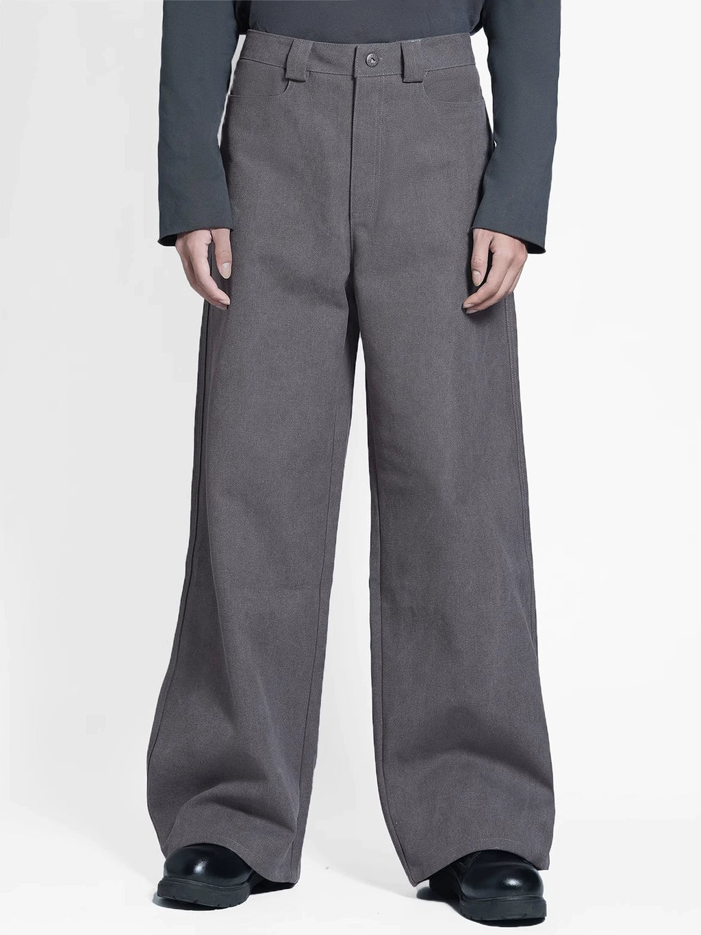 ETHEREAL PRODUCTION Corrugated Loose-cut Leg Canvas Casual Overalls