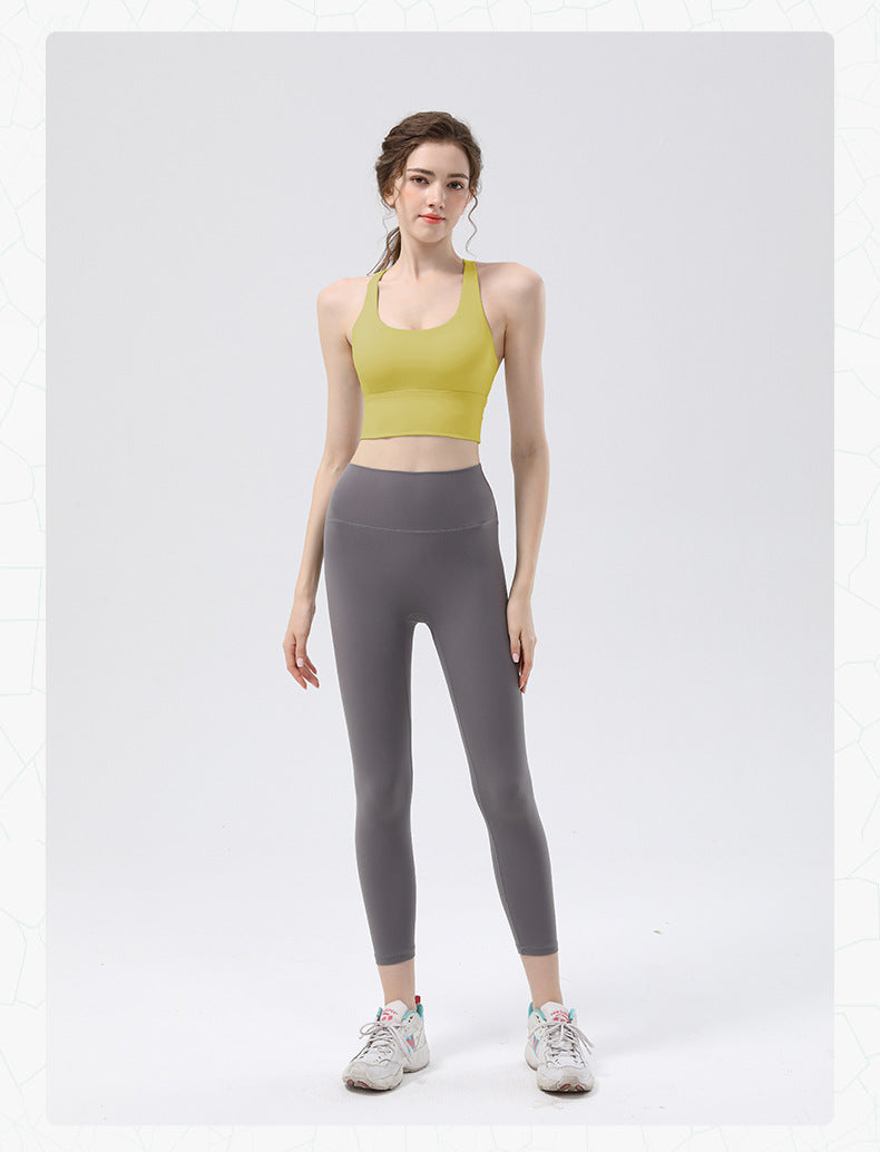 TIANQINGSE Sports Yoga Vest Solid Cup Cross Back