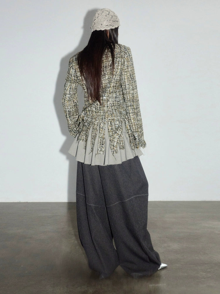 JNYLON Destructive Tassel Rough Edge Xiaoxiangfeng Jacket