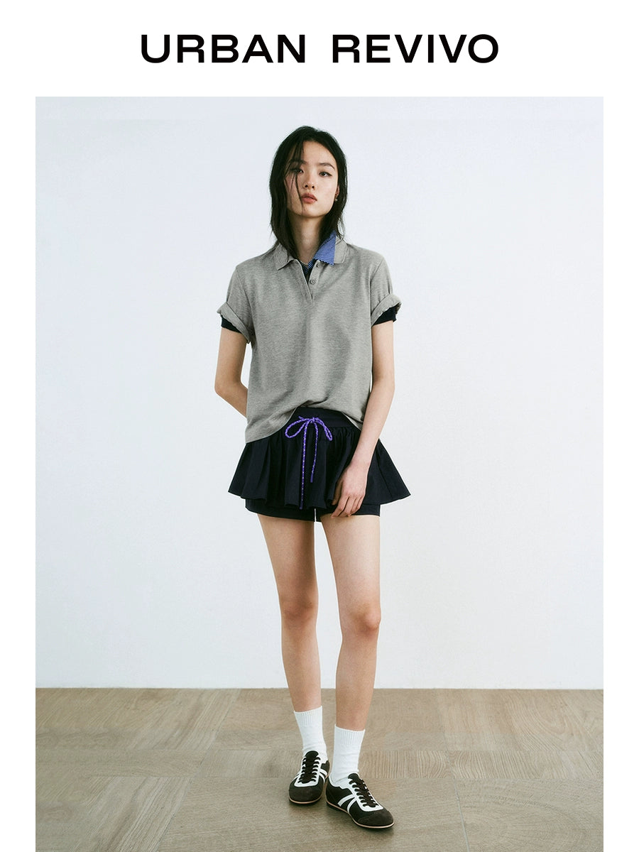 URBAN REVIVO Nautical Casual Simple Versatile Polo Shirt