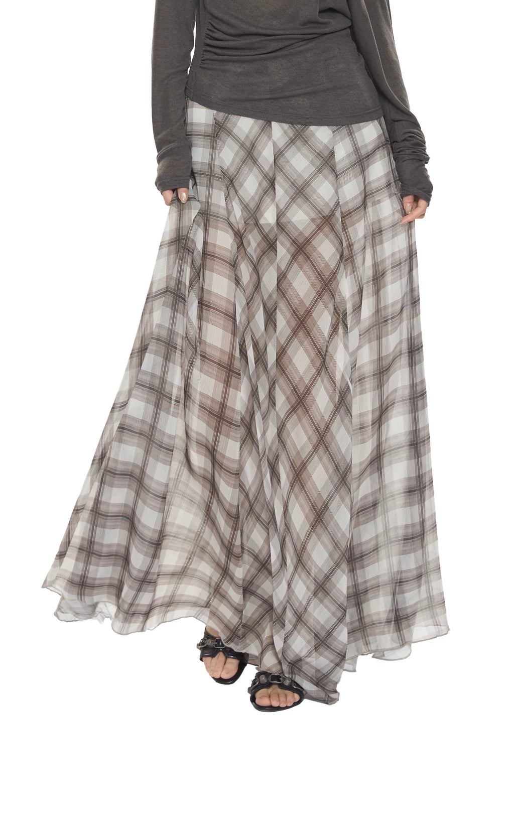 WITHMIN Loose and Thin Plaid Dress