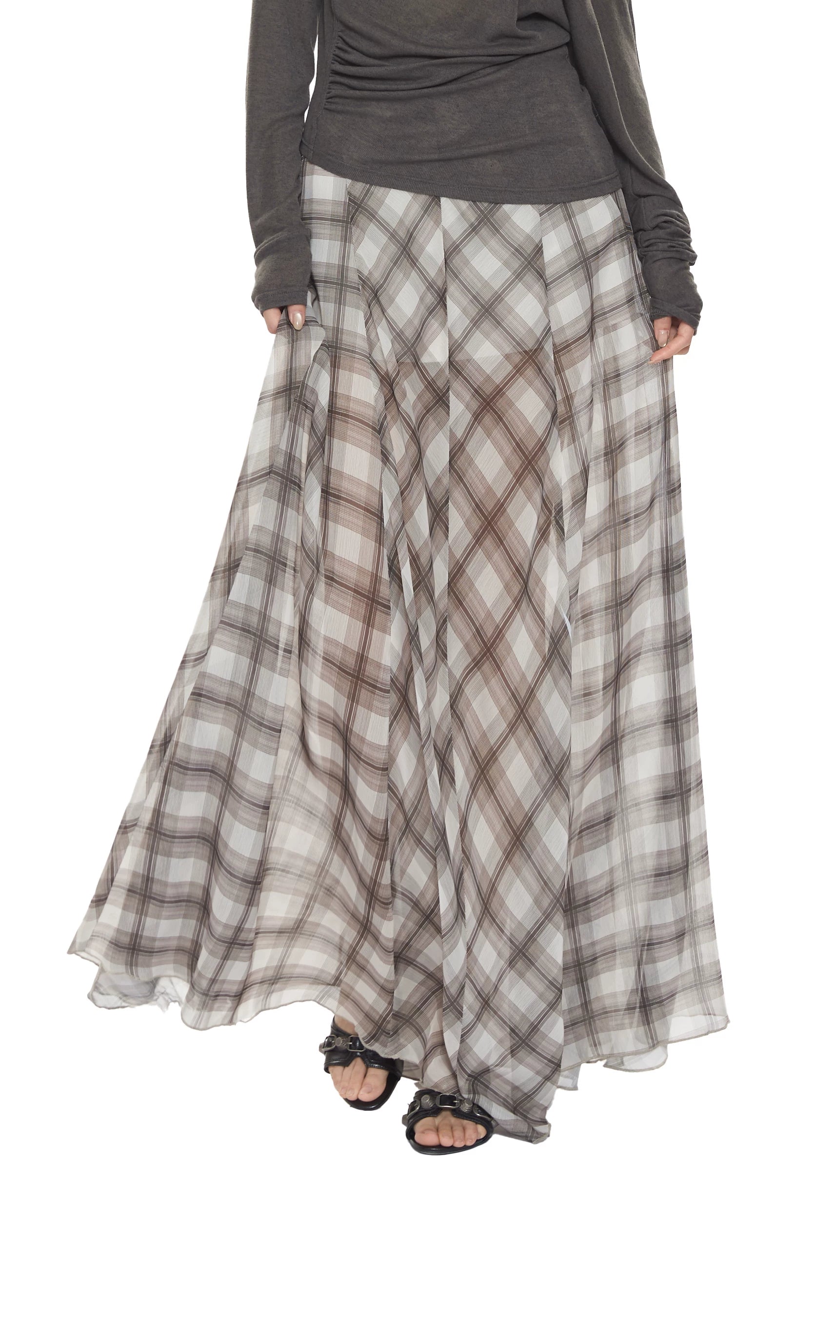 WITHMIN Loose and Thin Plaid Dress