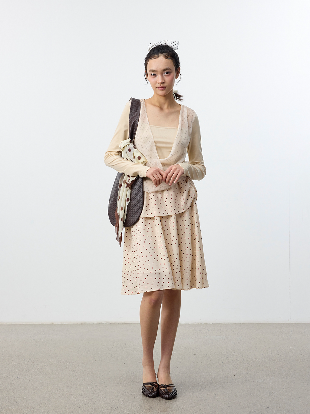 Set for life Polka dot fake two-piece knitted sweater