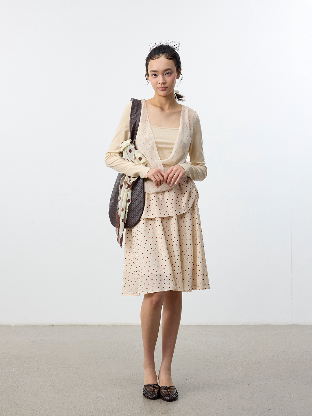 Set for life Polka dot fake two-piece knitted sweater