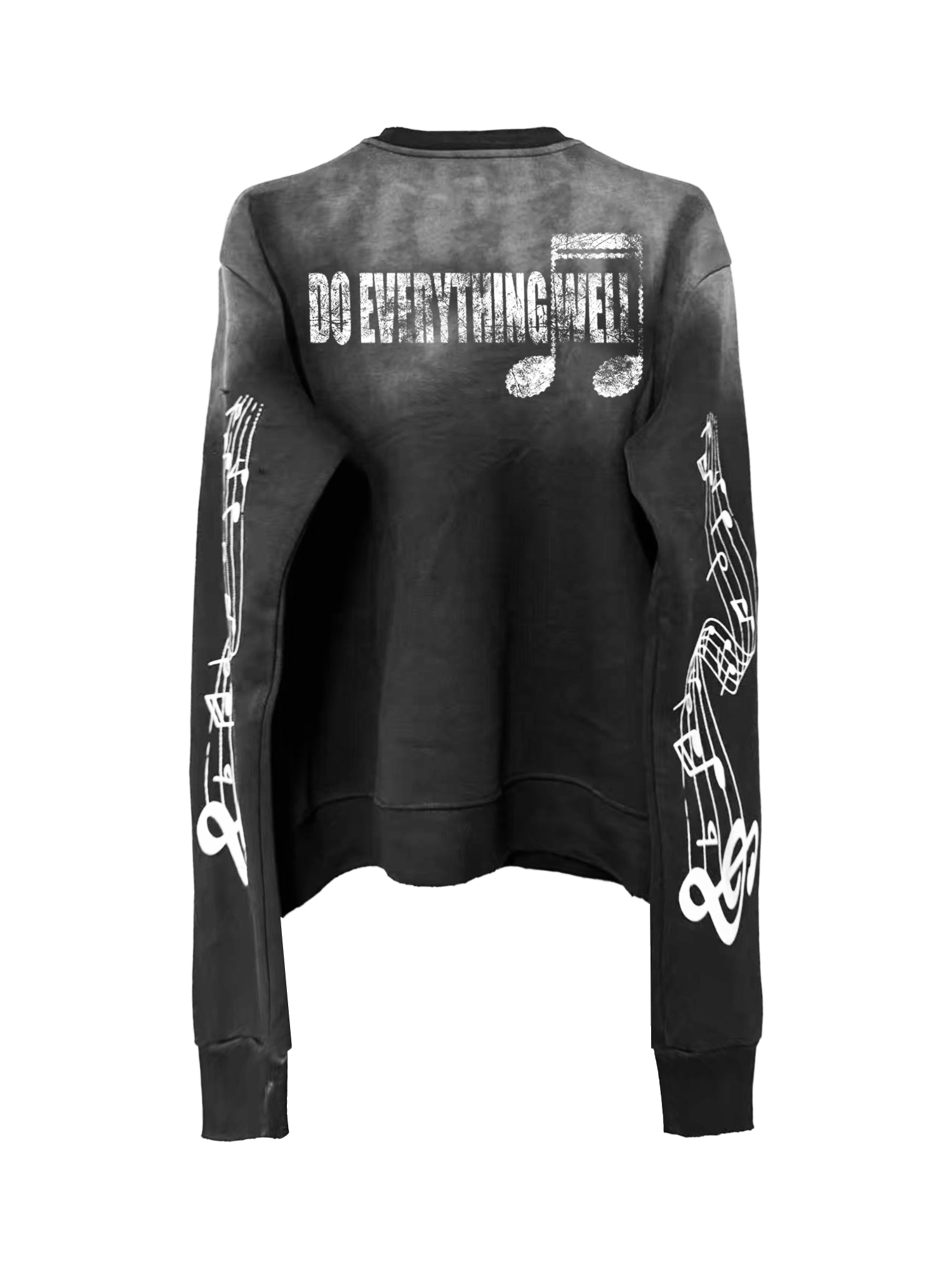 DETW Dark Music Notes Skull Crew Neck Breasted Sweater