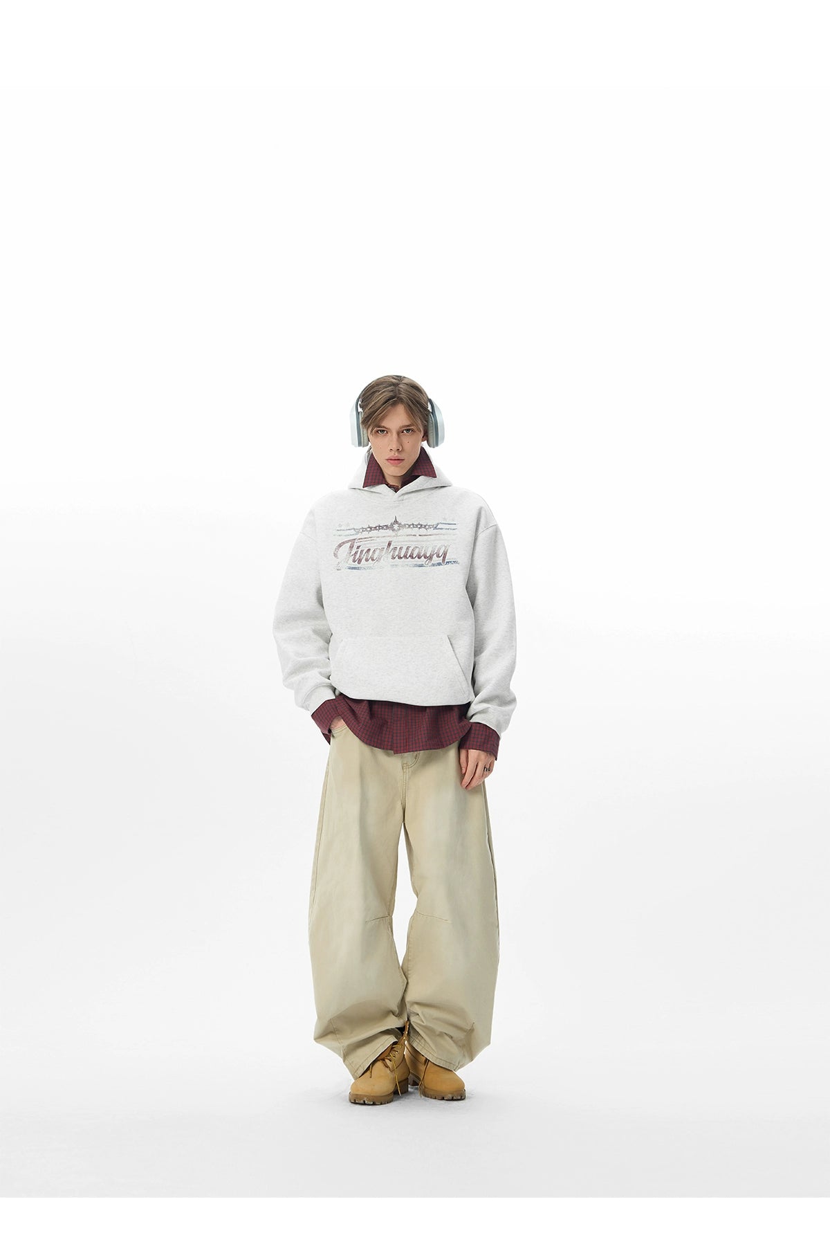 JHYQ Retro Letter Print Loose Sweater