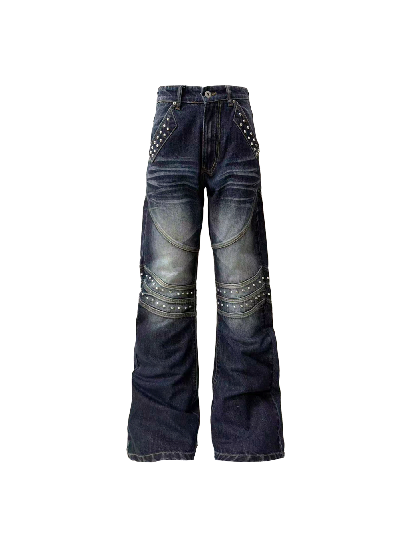 DETW Three-dimensional Embroidery Rivet Micro-pull Jeans