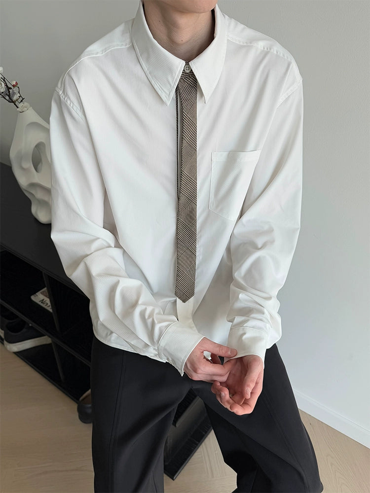 KREATE Stitched Plaid Long-sleeved Shirt