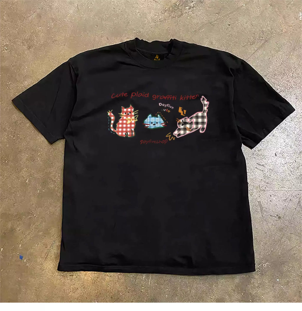 UPUPXIA  Cartoon Print Casual Versatile Tee