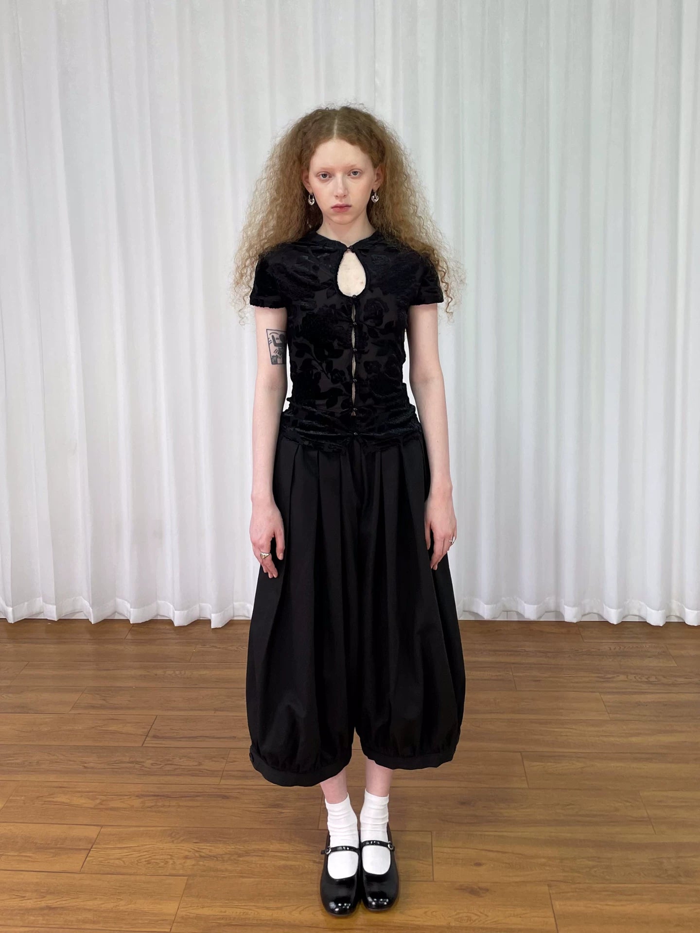 Loosesmell Jacquard Splicing Lace Skinny Shirt