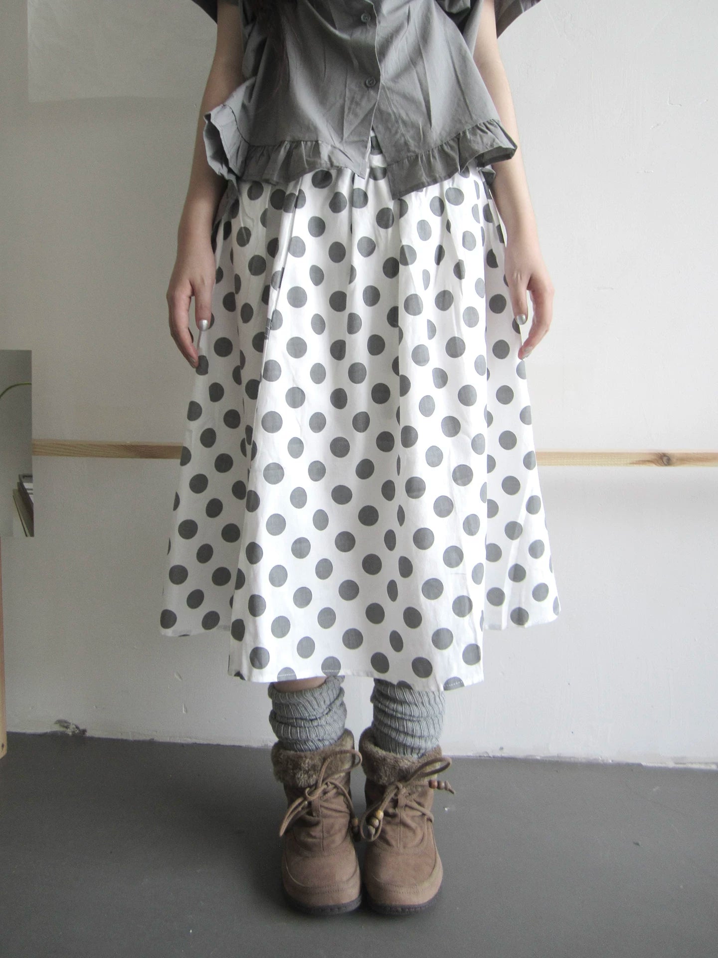 Ang: Project Vintage Versatile Loose Polka Dot Print Skirt