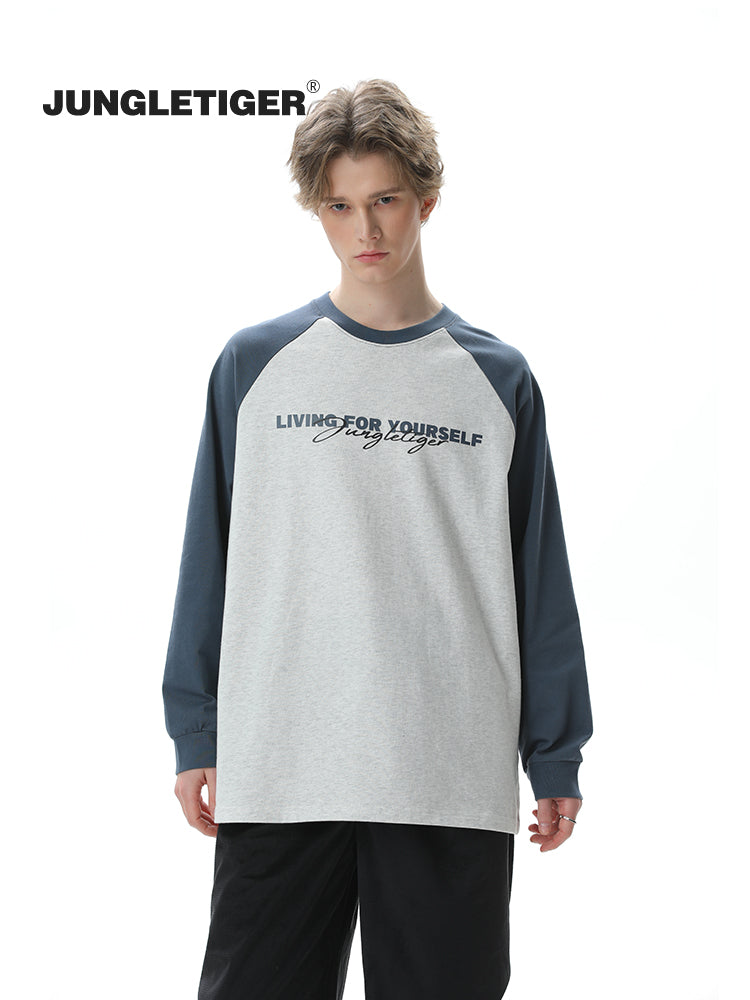 Jungle Tiger Alphabet Shoulder 100% Cotton Long Sleeve Tee