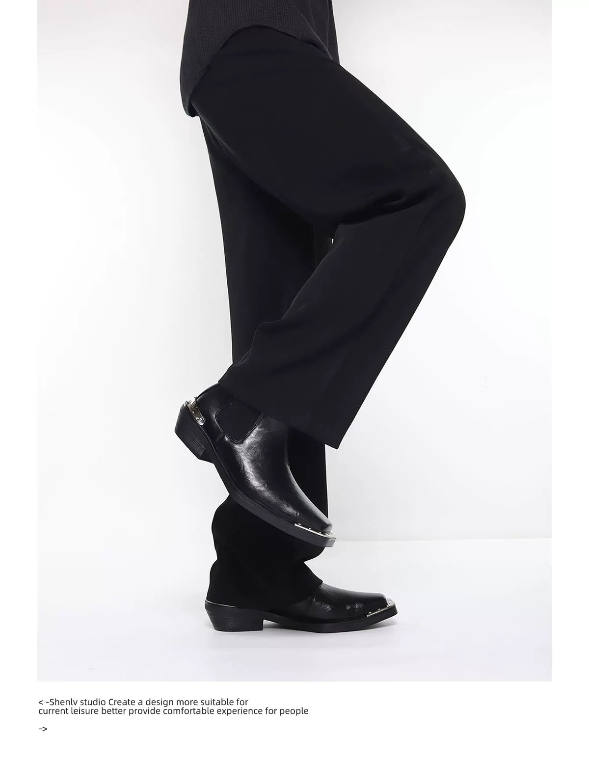 SHENLV STUDIO Personalized High-heeled Short Boots Leather Shoes