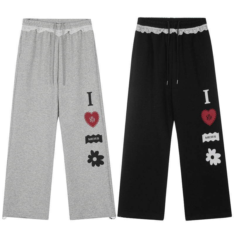 Nariele Fun Print Straight Casual Pants