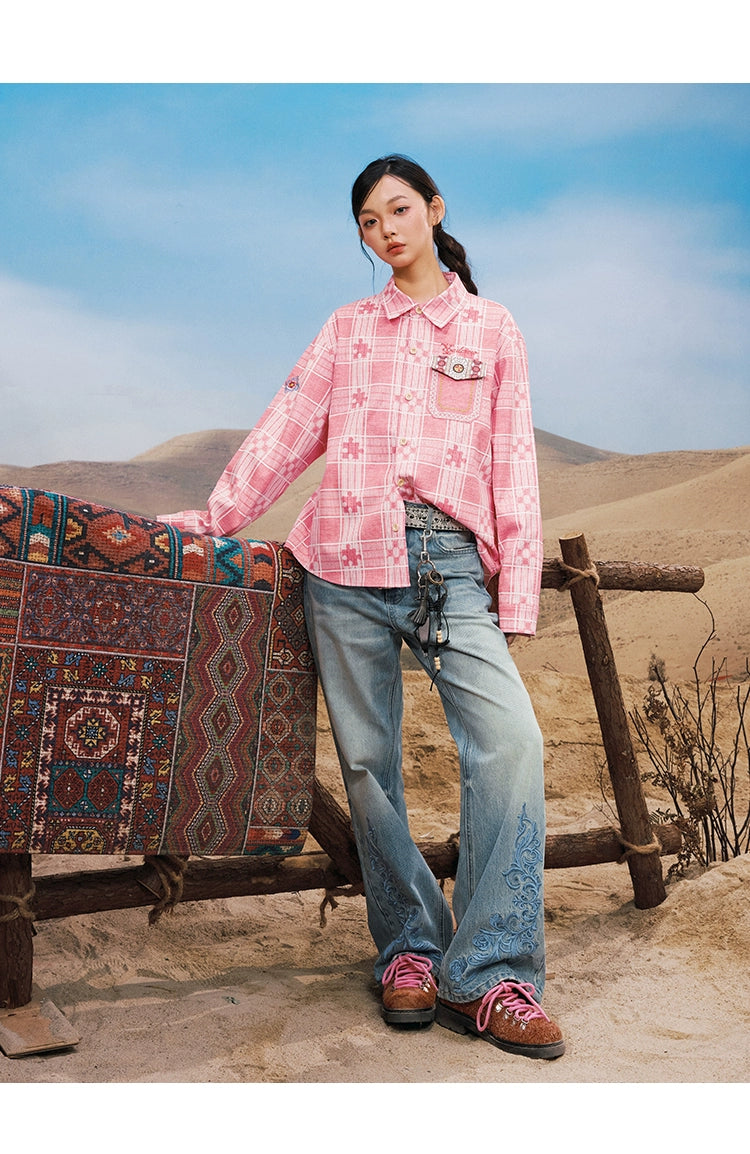 YADcrew Vintage Old Loose Straight Versatile Jeans