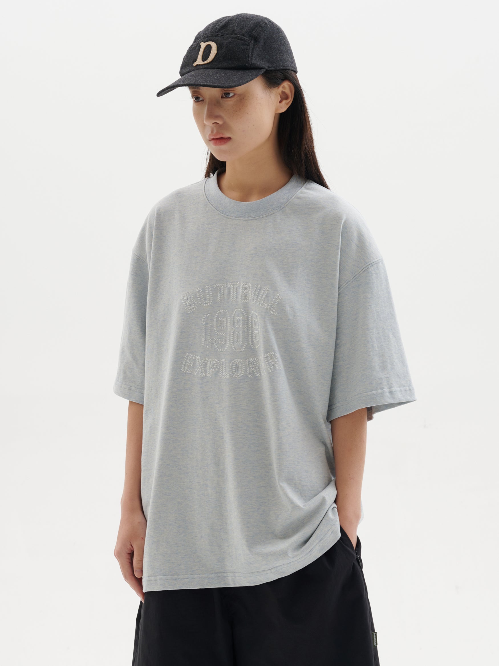 BUTTBILL Vintage 240G Oil Painting Embroidery LOGET Tee