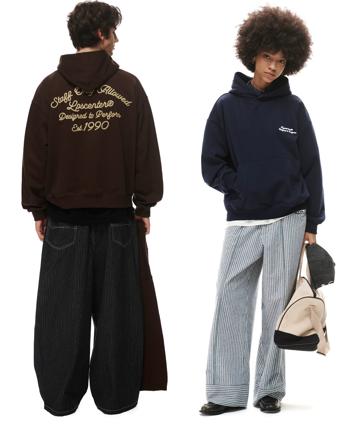 Loopsoon Front and Rear Chain Embroidered Creative Print Hooded Sweater