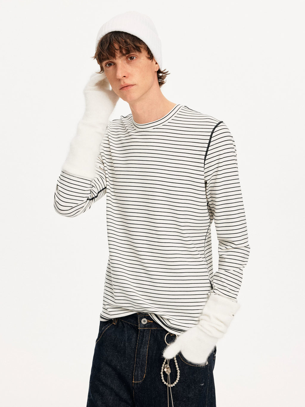 MADWITCH Contrast Stripes Casual Jane Long Sleeves