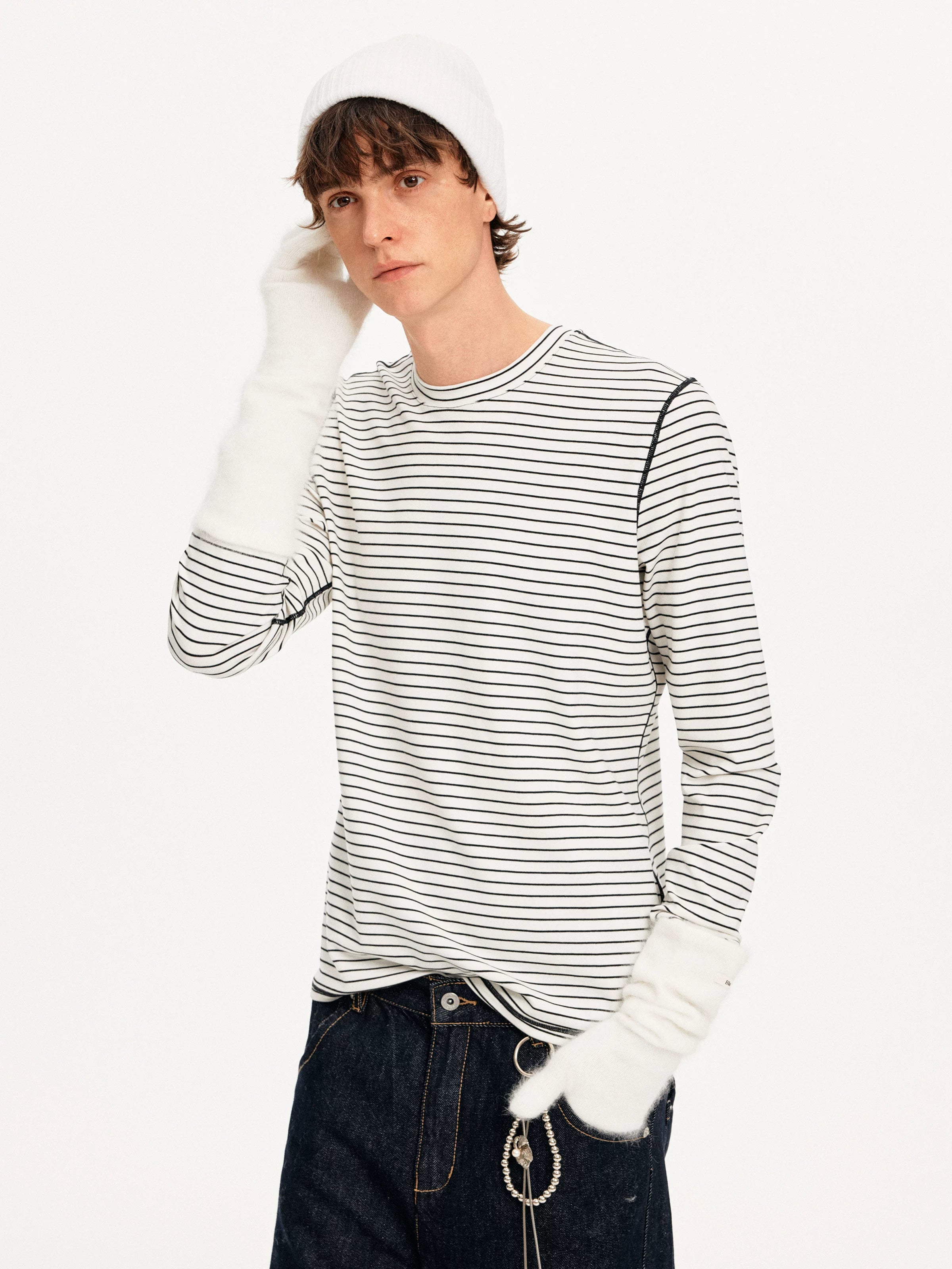 MADWITCH Contrast Stripes Casual Jane Long Sleeves