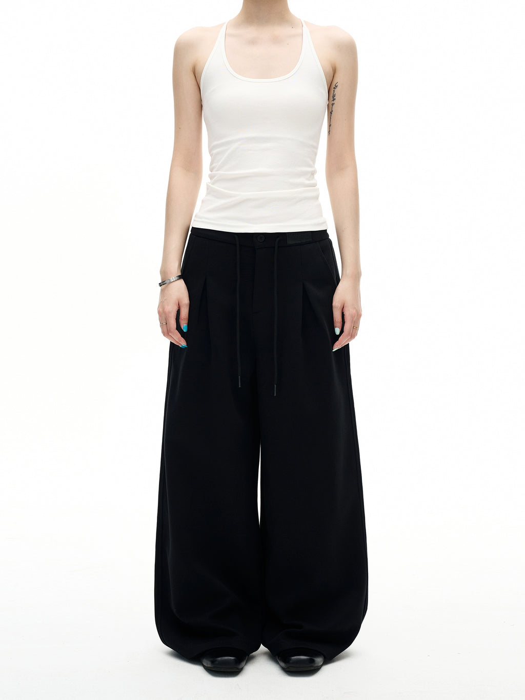MADWITCH Vintage Drape Wide-leg Versatile Double-pleated Slacks