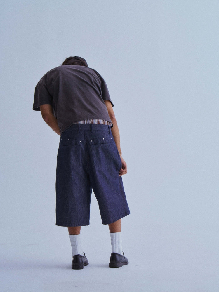 LIBERAFIT Primary Color Linen Cotton Silhouette, Seven-point Original Denim Shorts