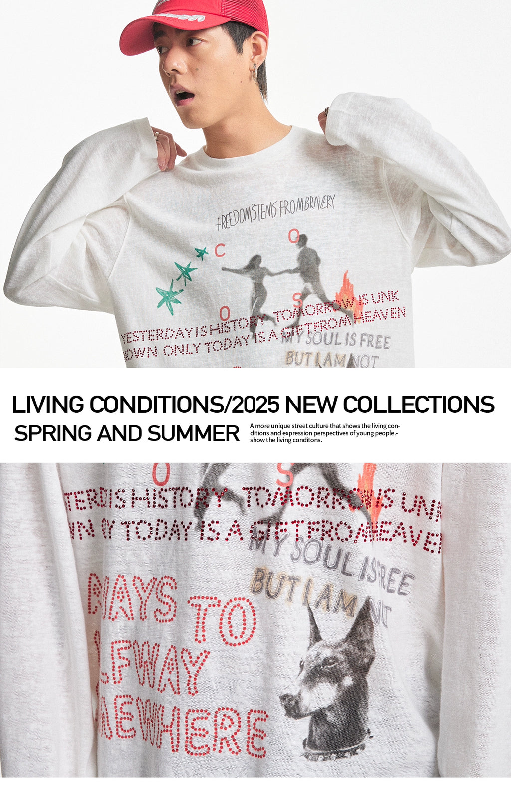 CoosRetro Vintage Loose Breathable Hot Diamond Printed Long Sleeve