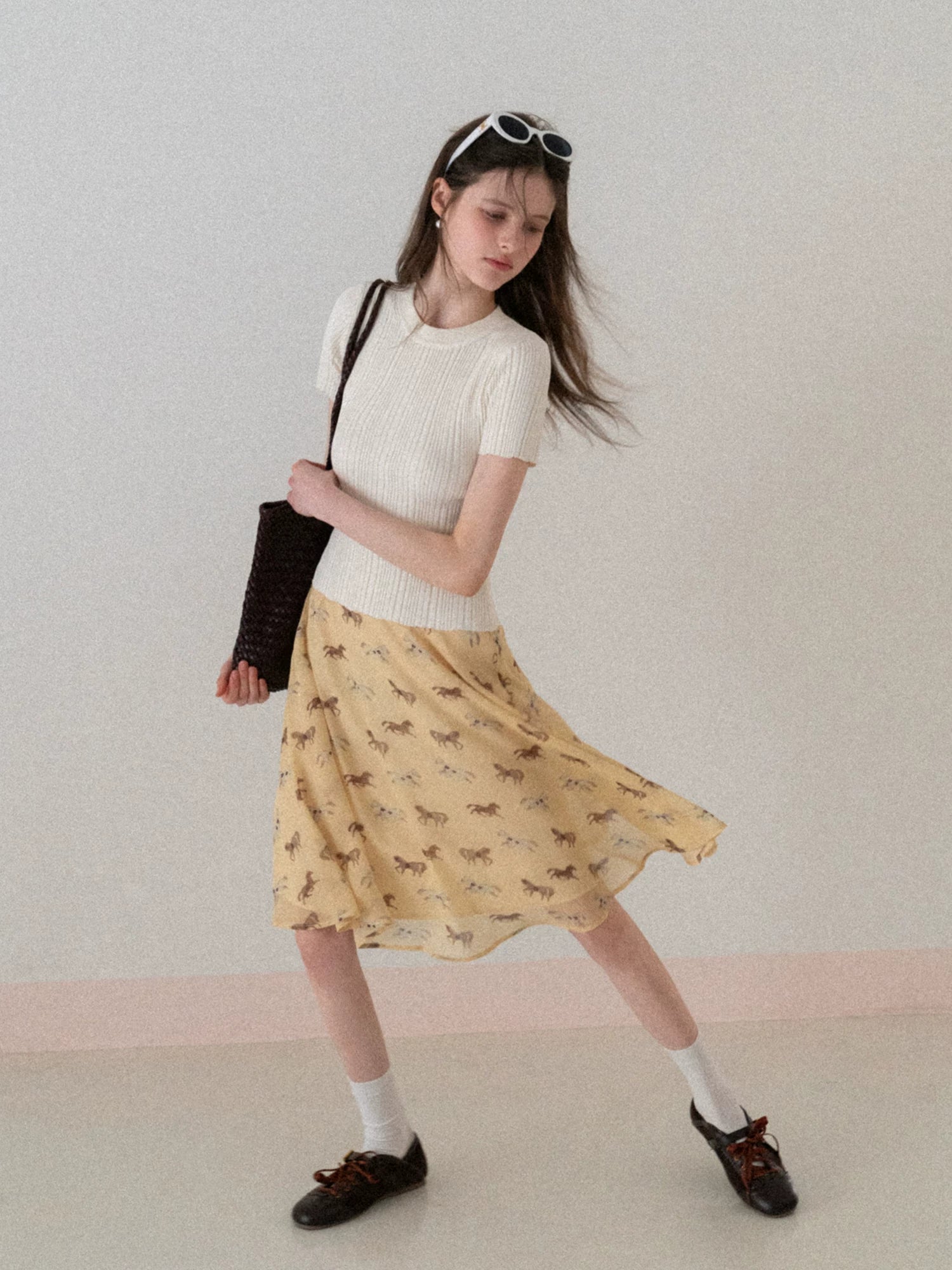 EGGKA High Waist Temperament Thin Drape Skirt