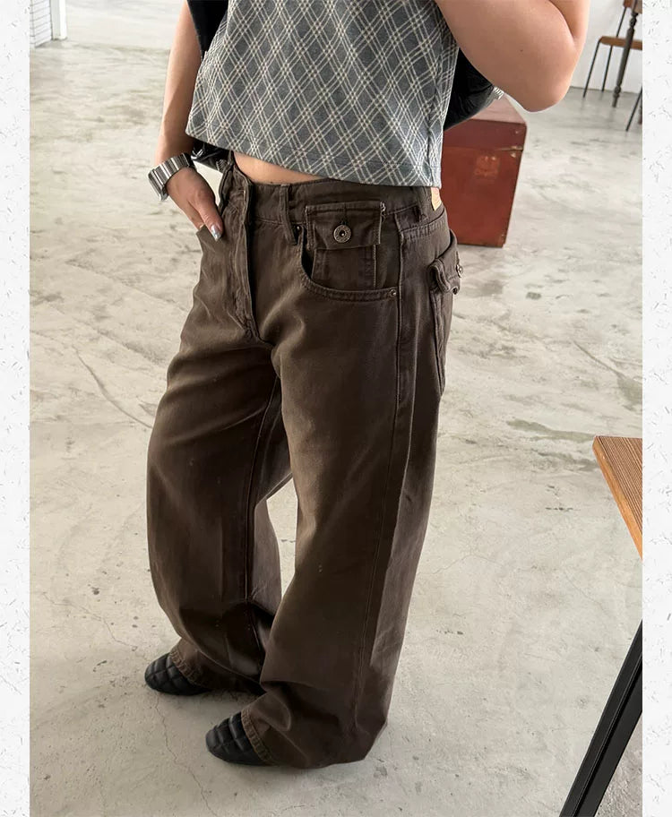 CCYE Low-rise Straight-leg Simple Casual Pants