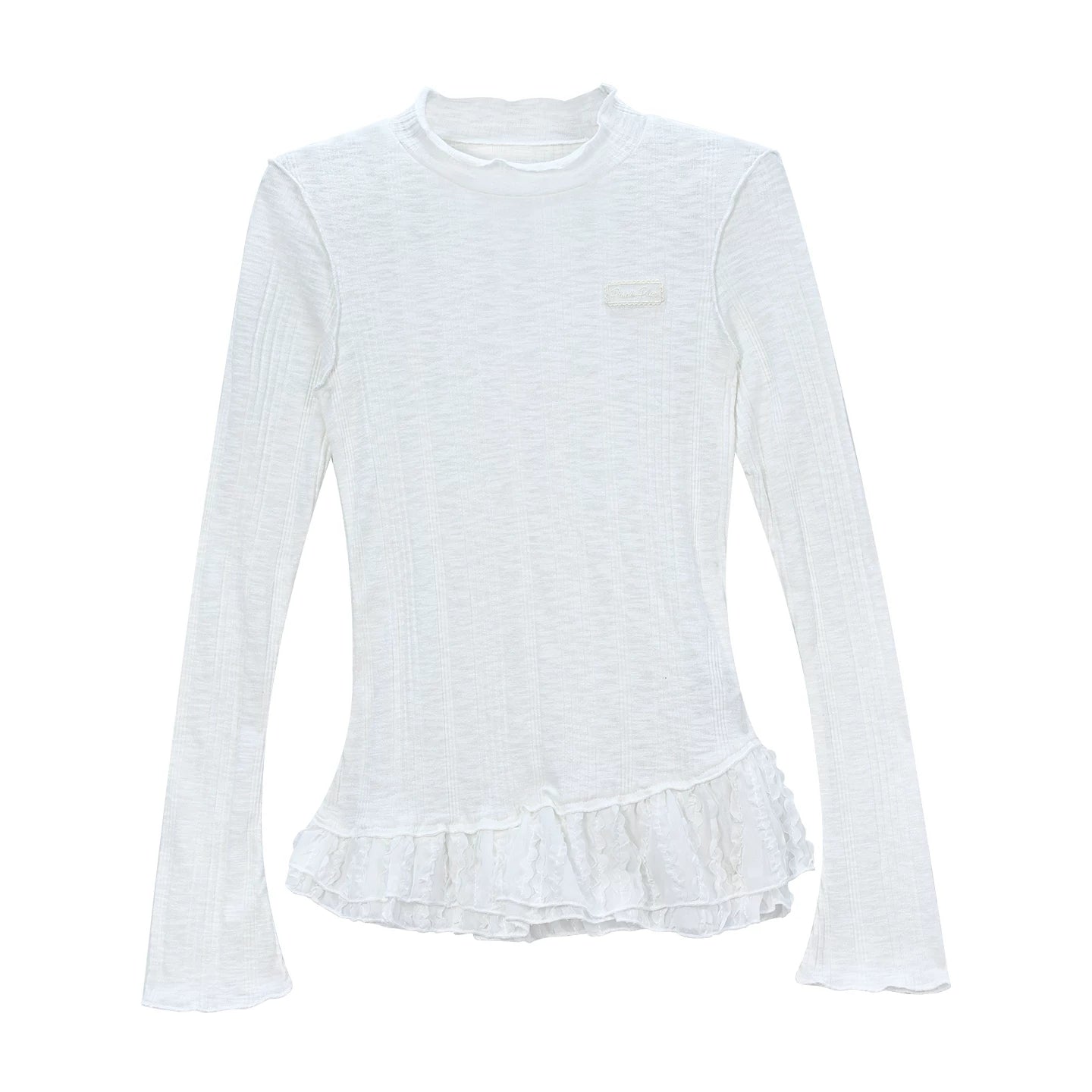 Girlyhalo Vintage Lace Paneled Crew Neck Long Sleeves