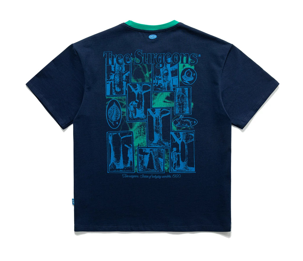 LUCKUP Retro Loose Contrasting Color Round Neck Tee