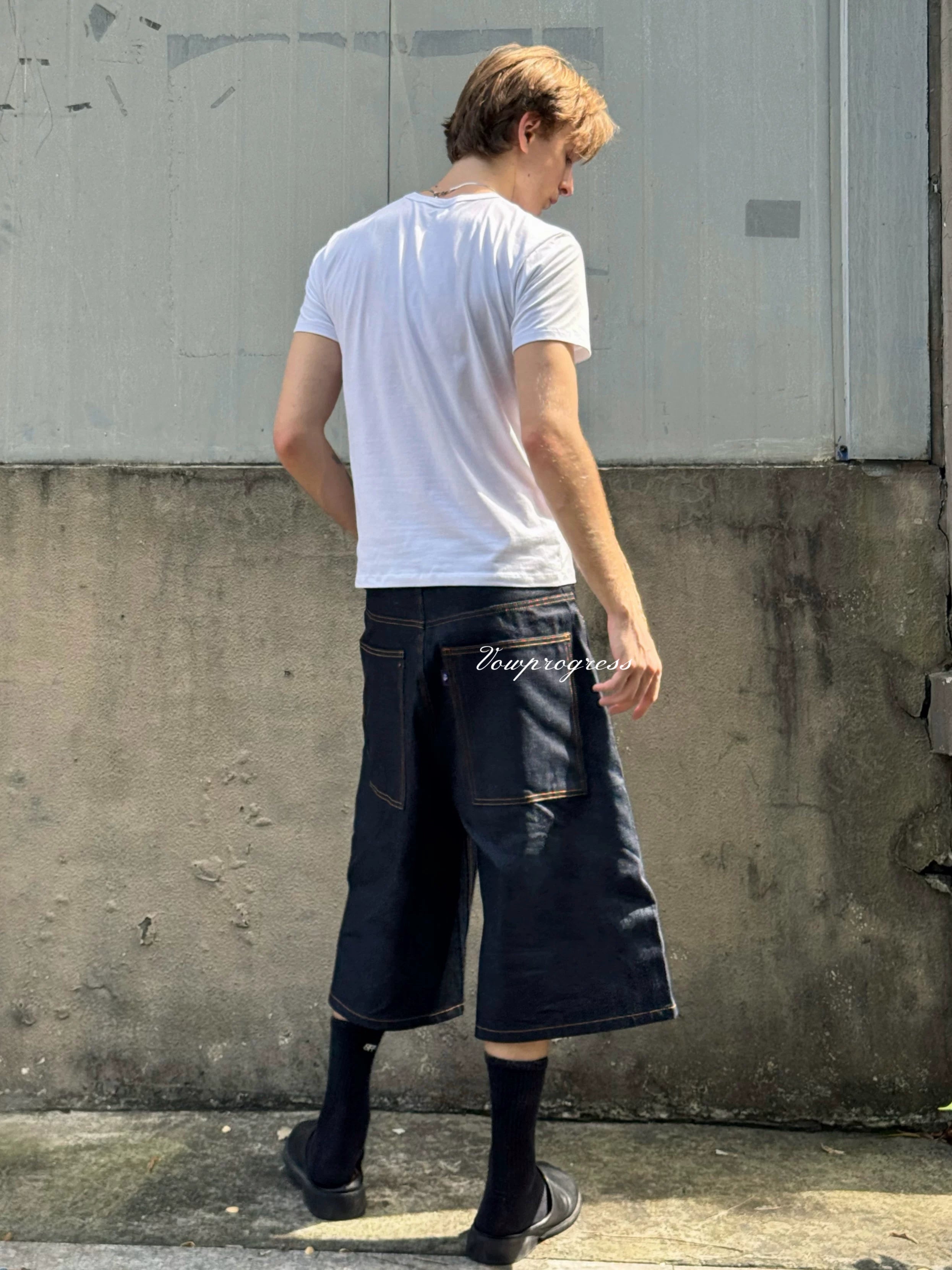 VOWPROGRESS Indigo Coron's Top-line Silhouette Cropped Jeans