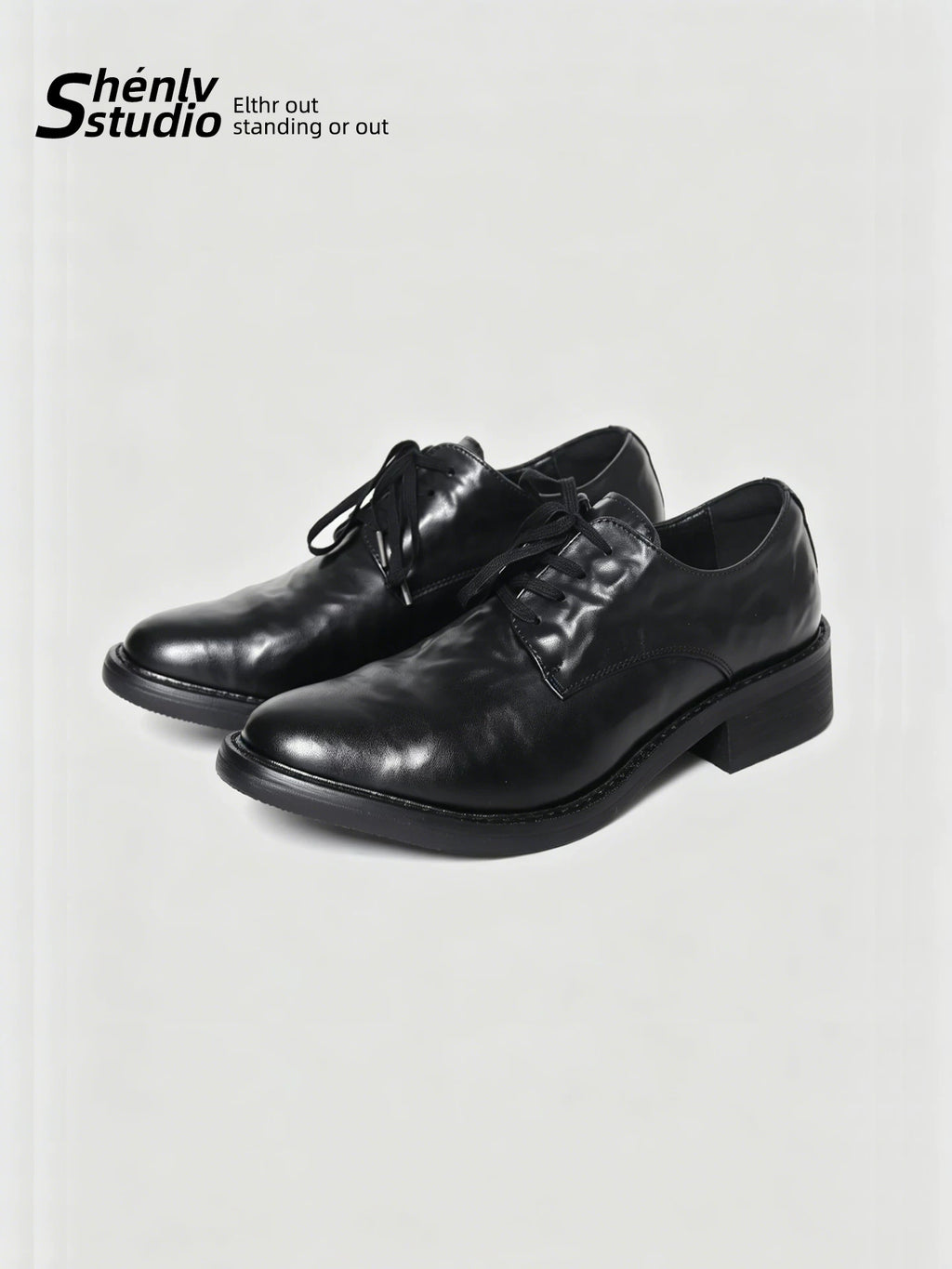 SHENLV STUDIO Pointed Pleated High-heeled Leather Shoes