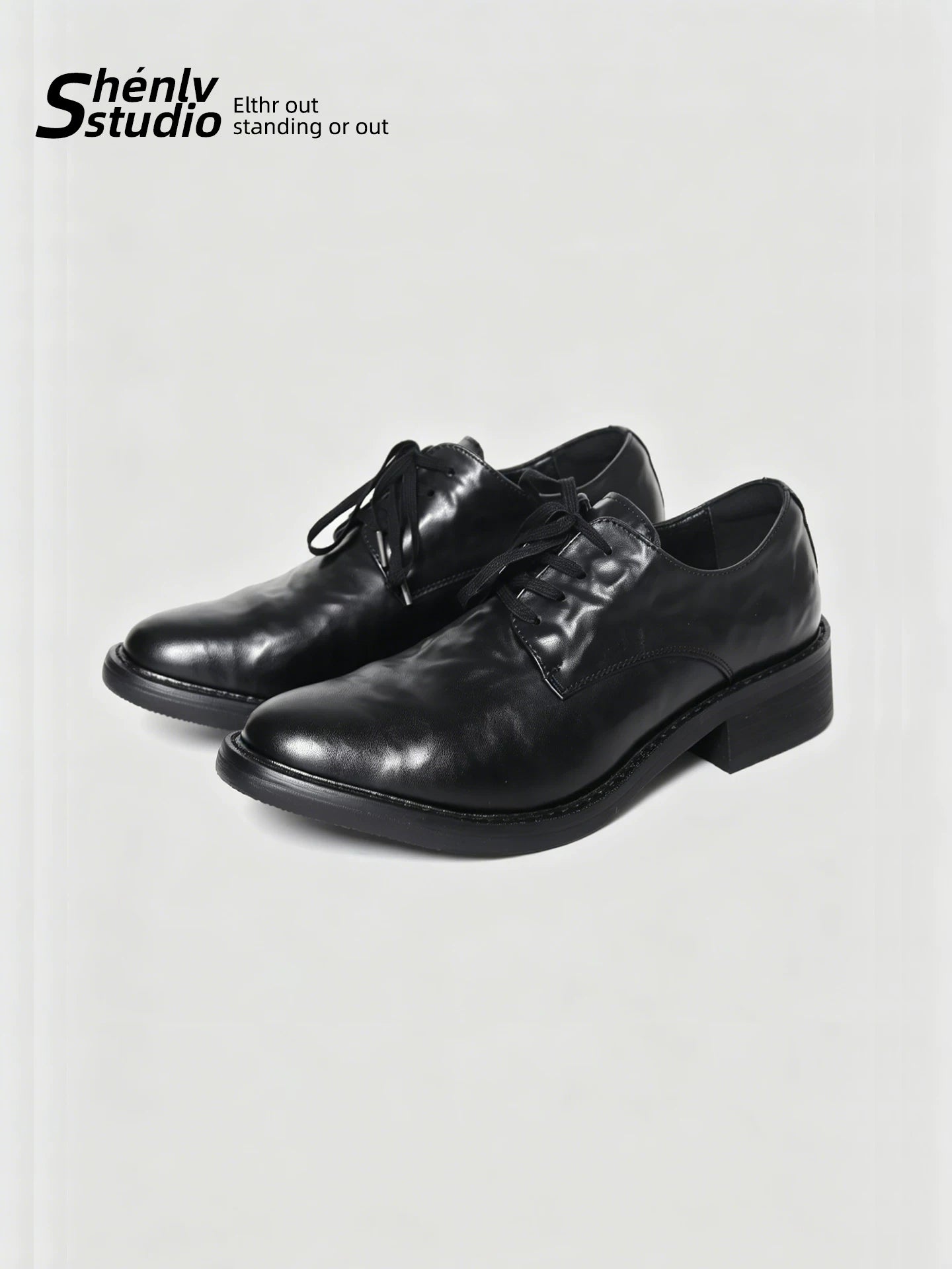 SHENLV STUDIO Pointed Pleated High-heeled Leather Shoes