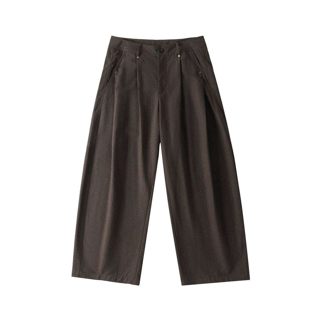 LR Double-pleated Rivet Casual Pants