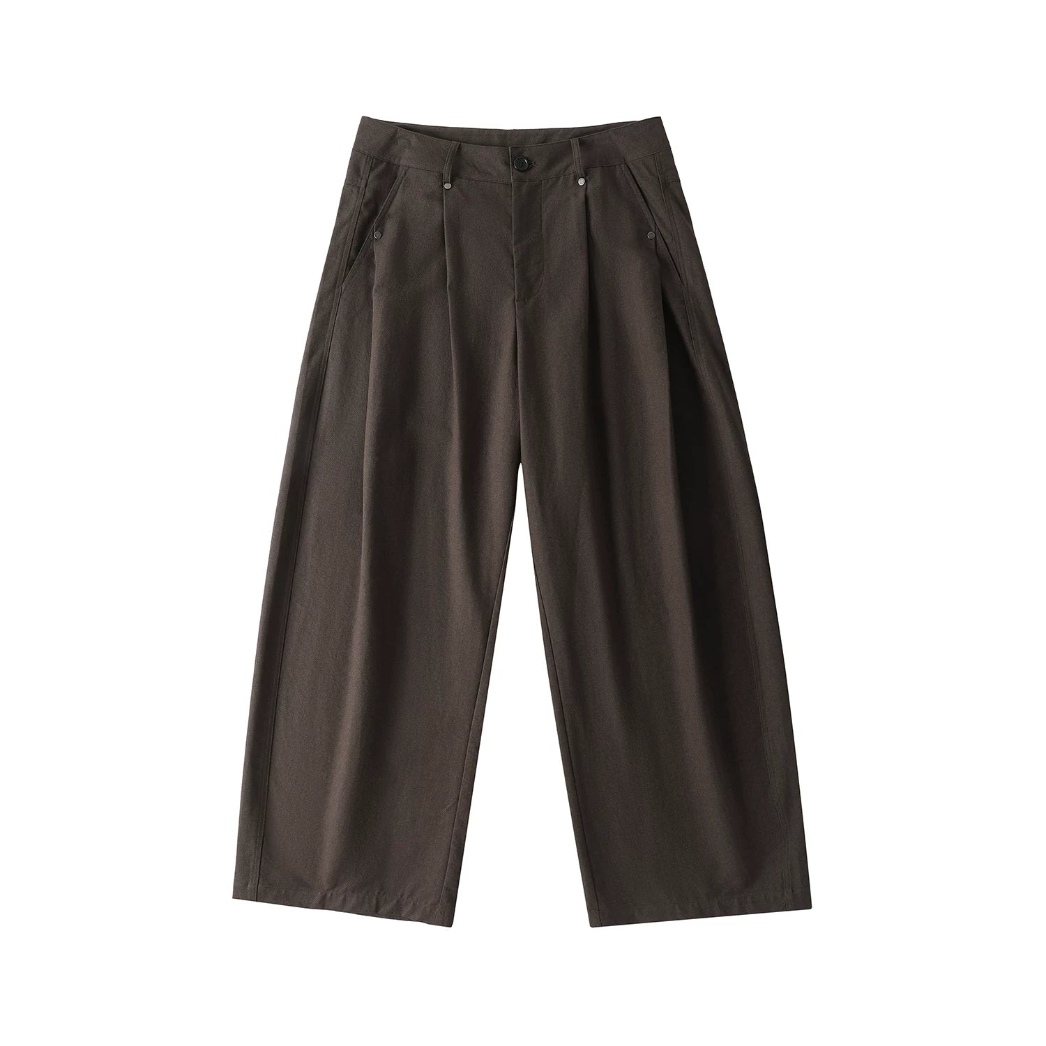 LR Double-pleated Rivet Casual Pants