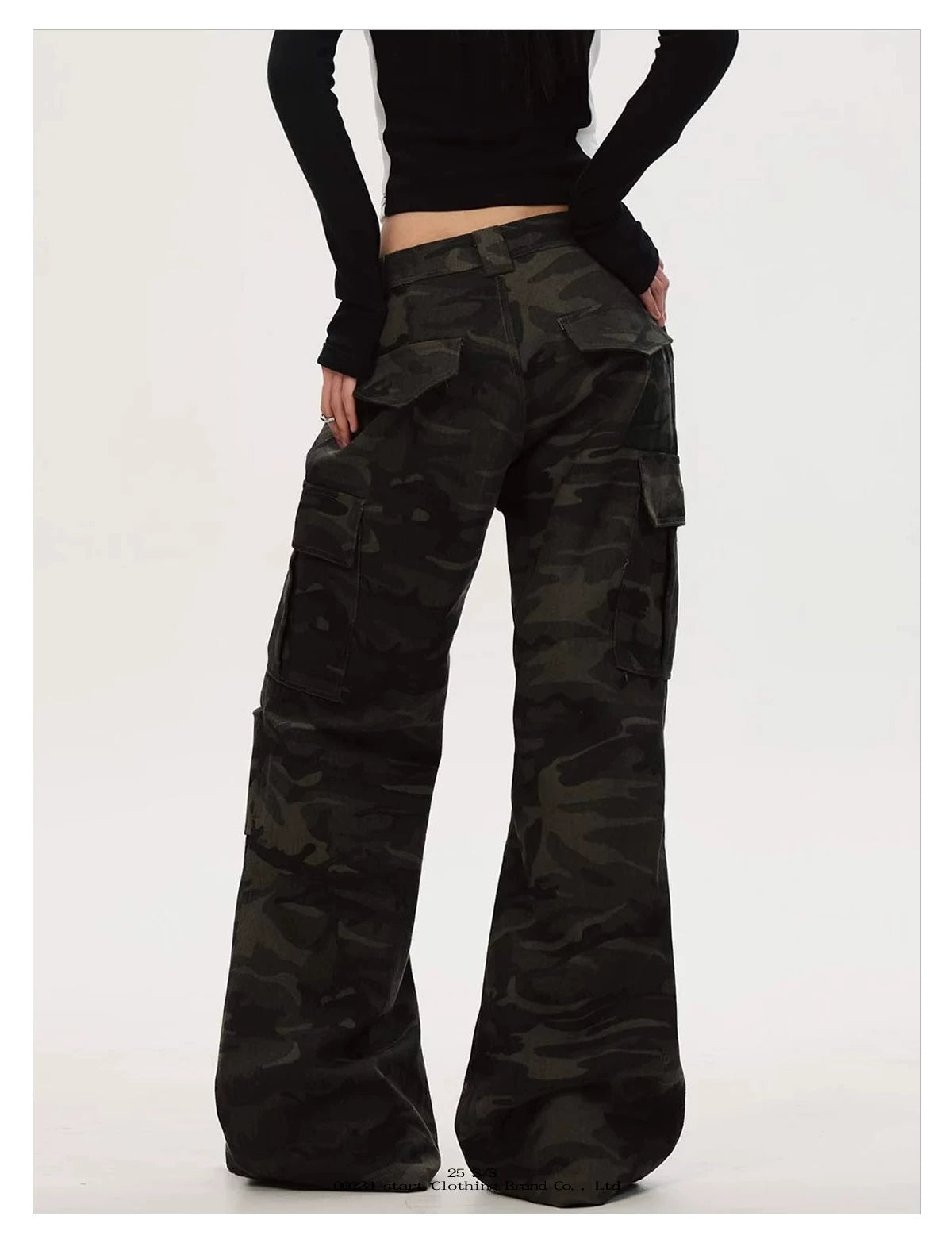 0123Start Straight Tube Micro-pull Camouflage Overalls