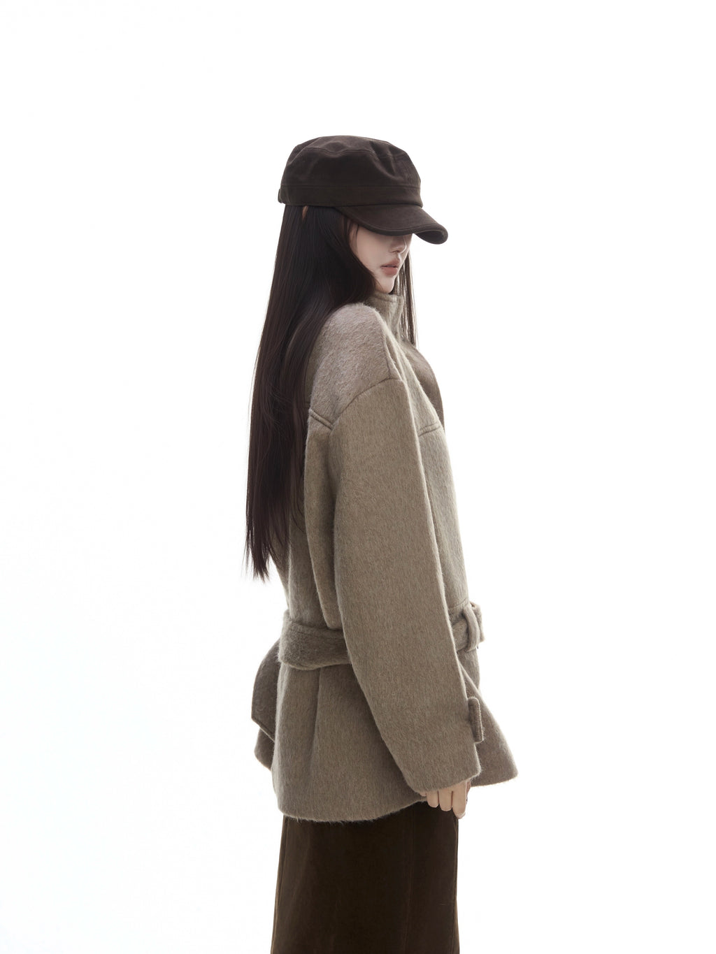 WITHMIN Loose and Thin Casual Medium and Long Woolen Coat
