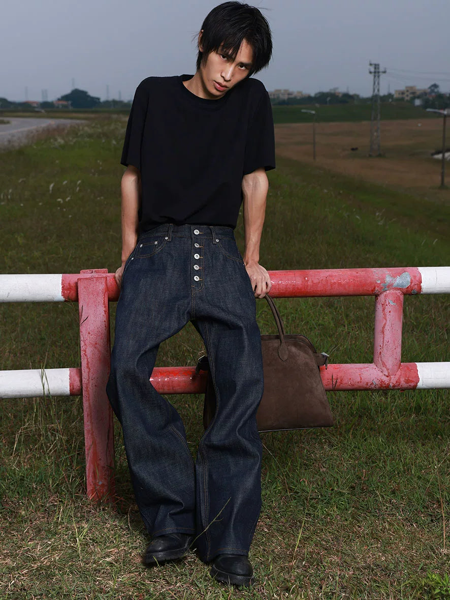 BigProduction Five-button Loose Straight Jeans