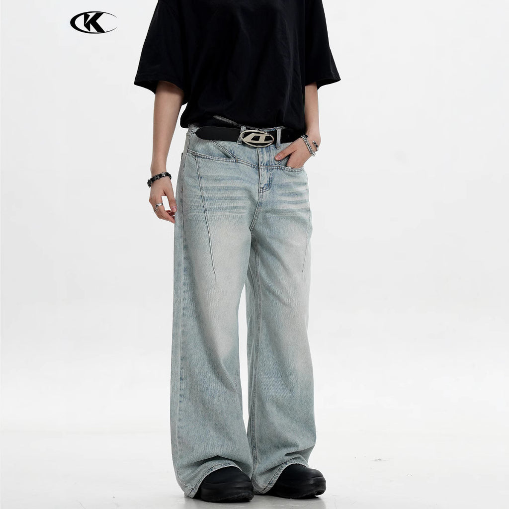 11KN Retro Cat Beard Versatile Jeans