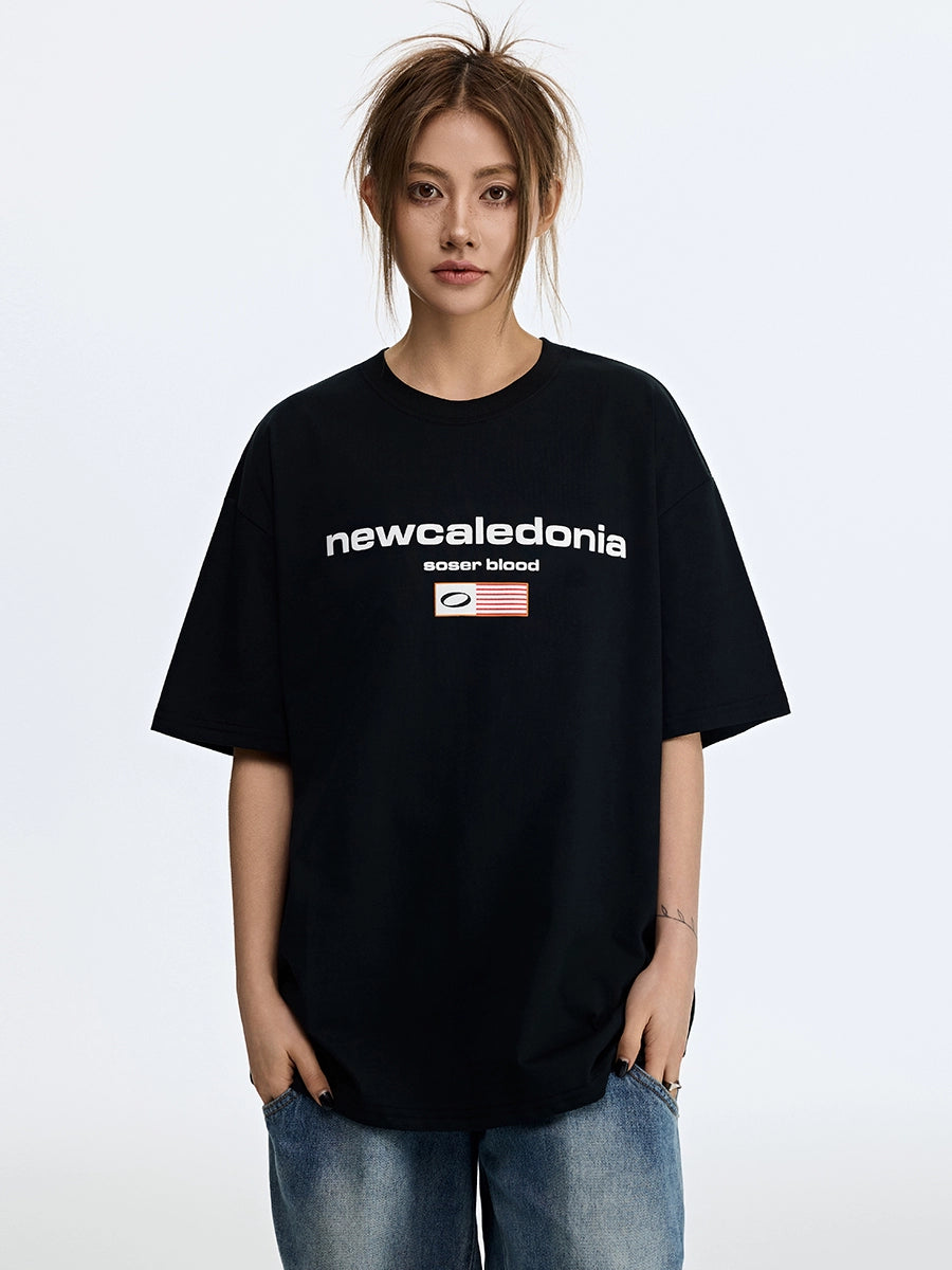 SOSER Retro Guochao Flag Letter Logo Tee