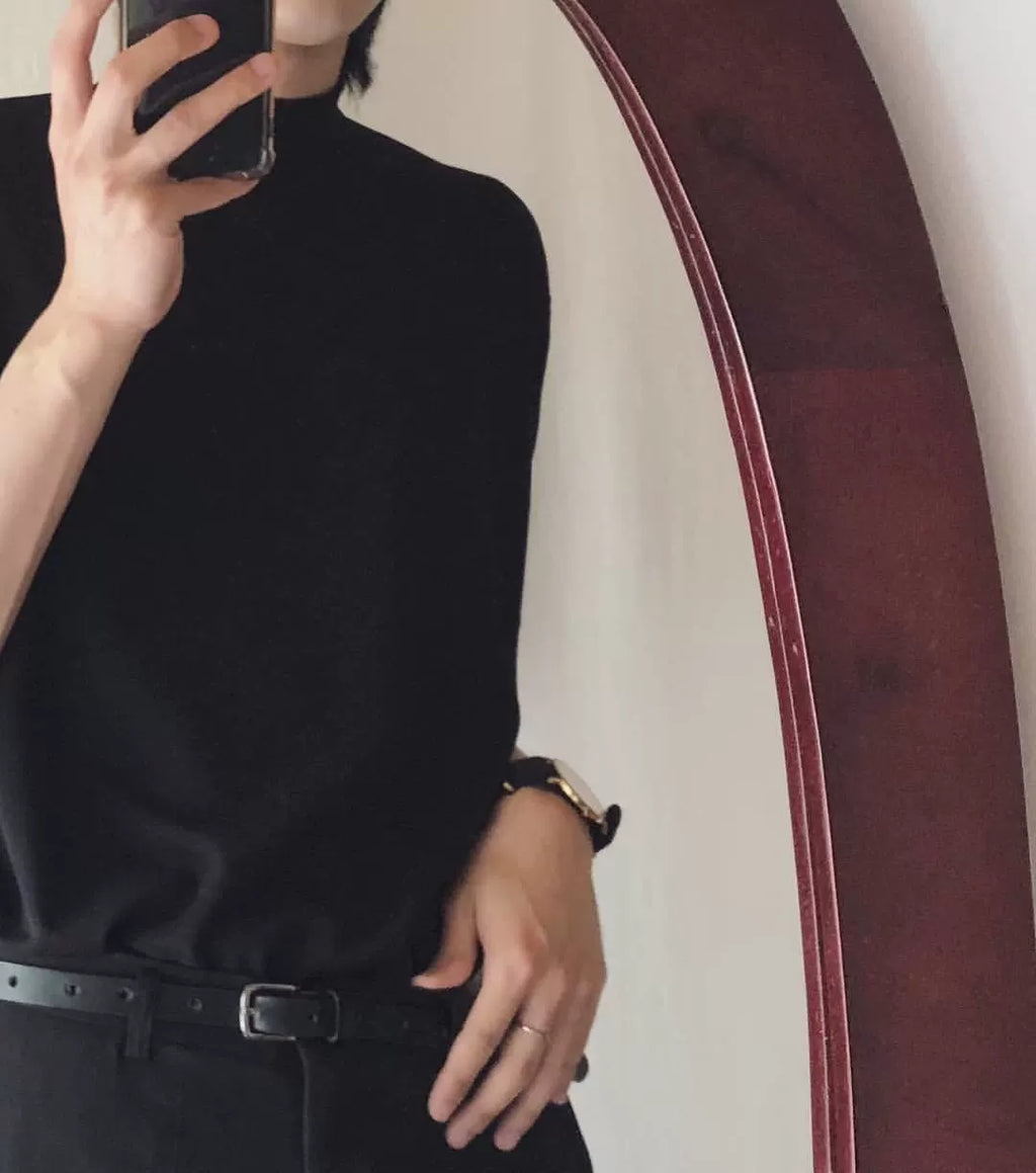 COLN Casual Loose Half Turtleneck Tee