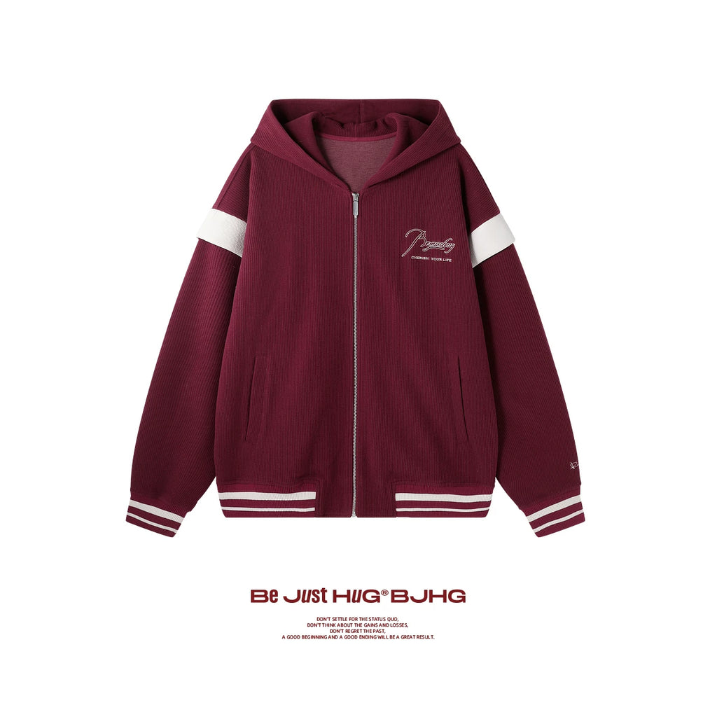 BJHG Corduroy Contrast Fake Two-piece Hooded Jacket