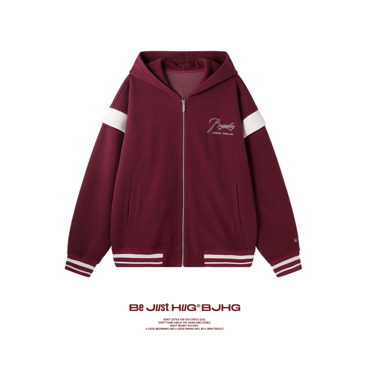 BJHG Corduroy Contrast Fake Two-piece Hooded Jacket