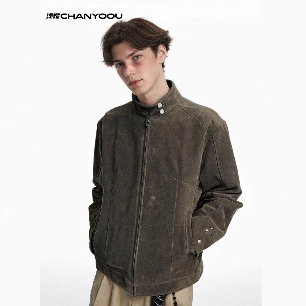 CHANYOOU Vintage Fleece Stand-up Jacket